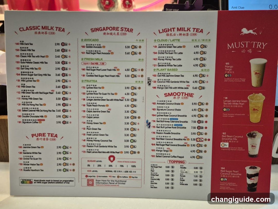 Singapore Milk Tea Menu