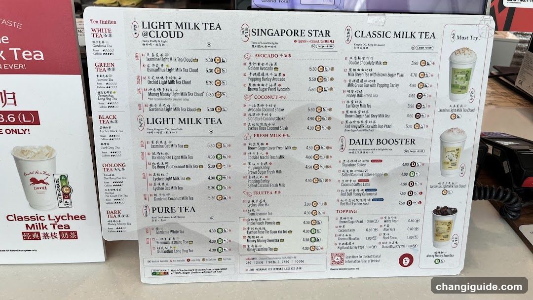 Light Milk Tea @ Cloud Menu Board
