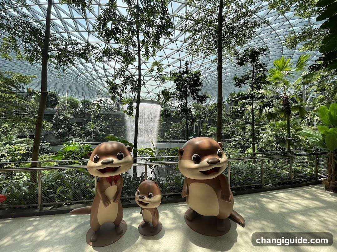 Otter Family Statues in Garden