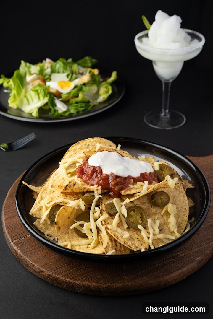 Loaded Nachos with Salad and Margarita