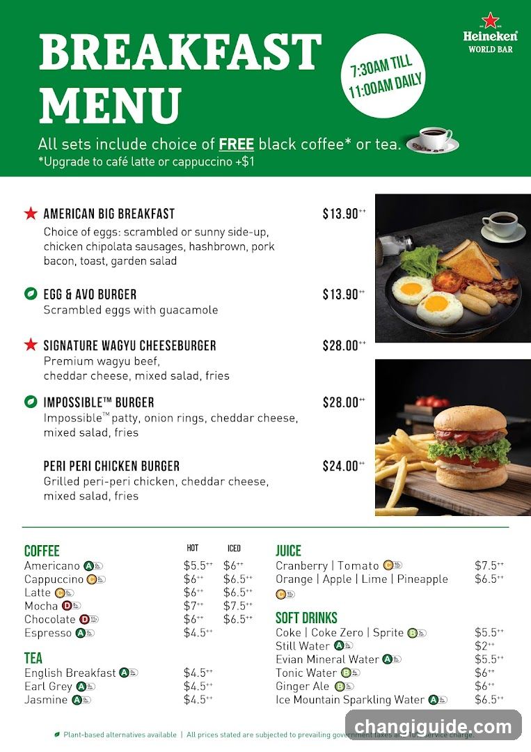 Breakfast Menu - Heineken World Bar
