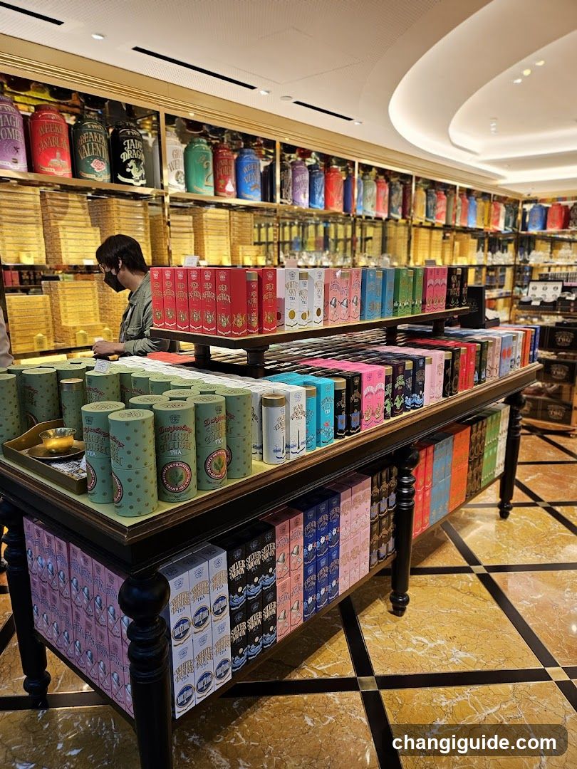 Interior of a tea shop with extensive product display