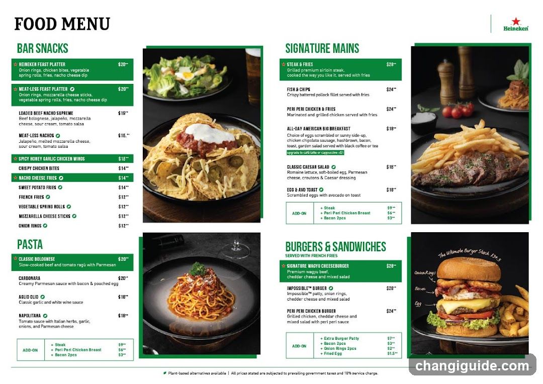 Heineken Food Menu