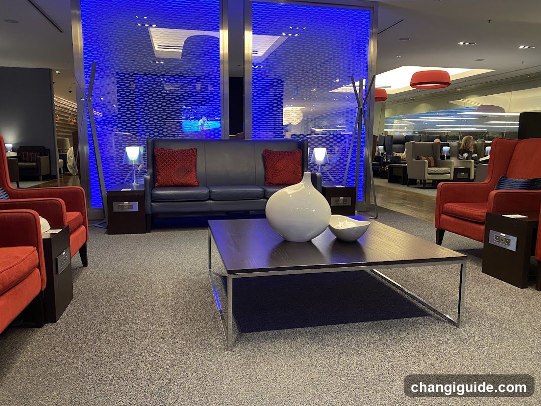 Lounge Interior with Blue Lighting