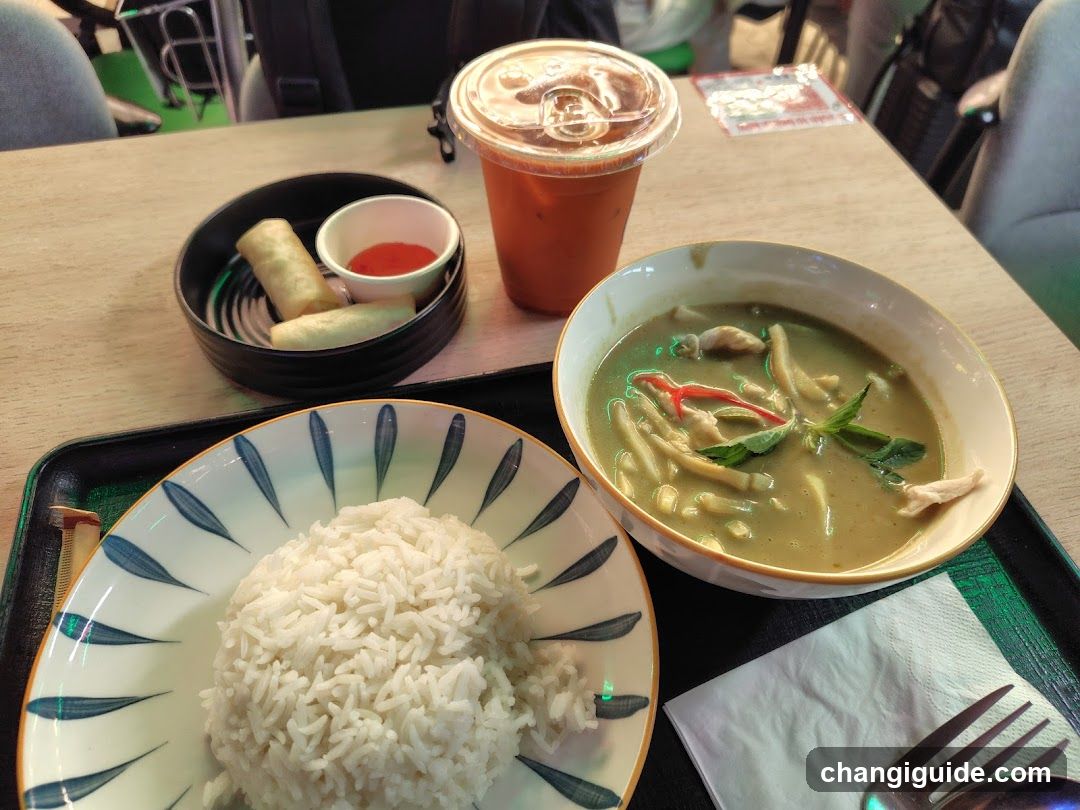 Thai Curry Meal with Spring Rolls