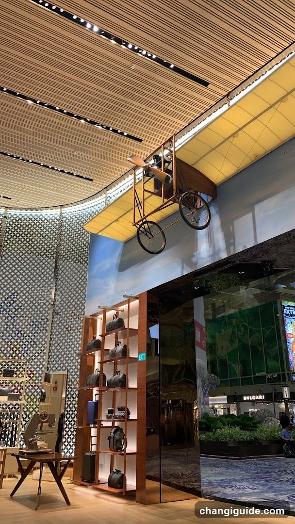 Interior Shop Display with Hanging Bicycle Artwork