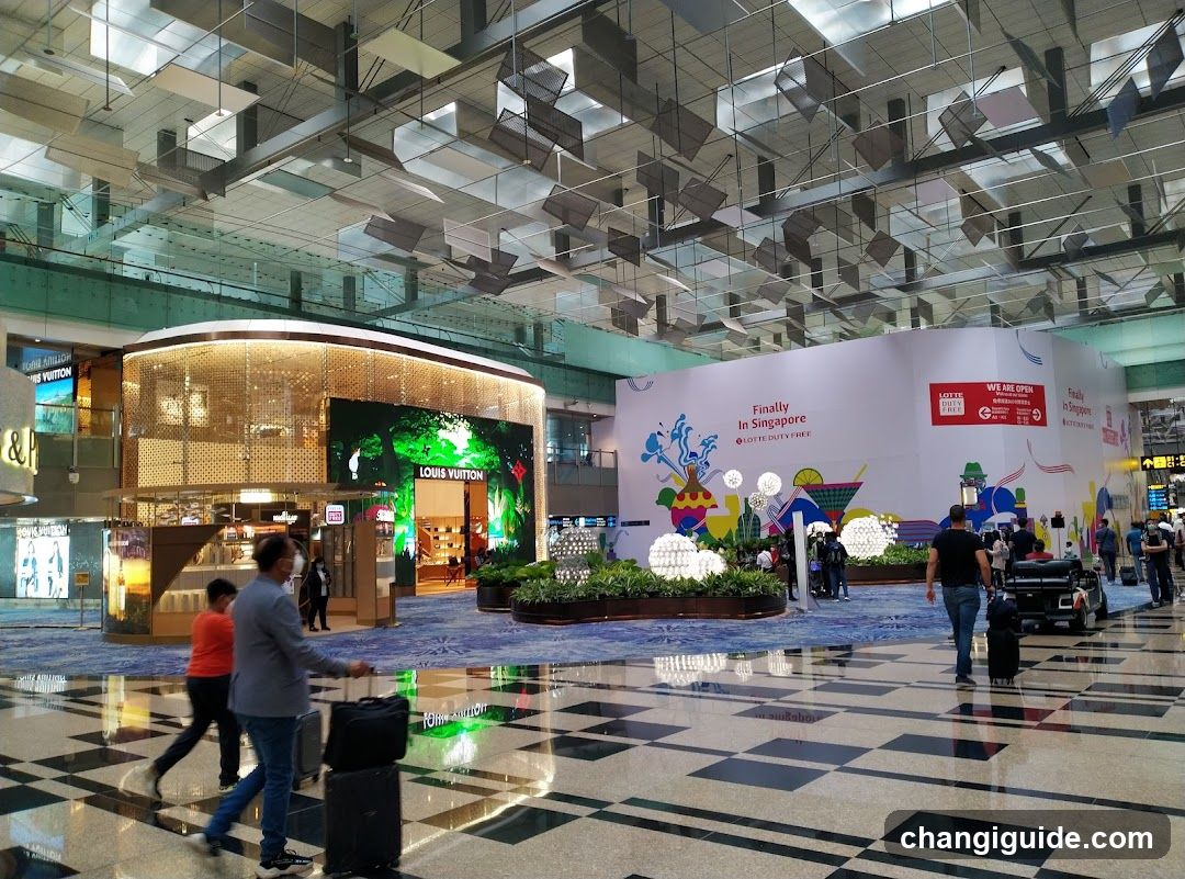 Airport Terminal Interior with Branding and Storefronts
