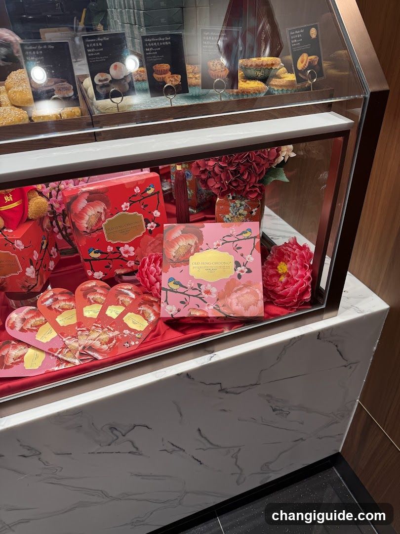 Display Case with Pastries and Gift Boxes
