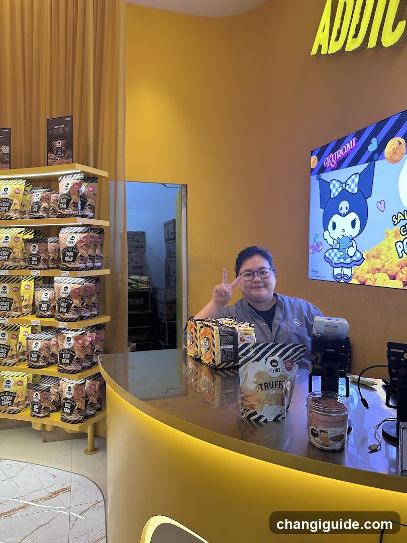 Snack Shop Interior with Staff and Products