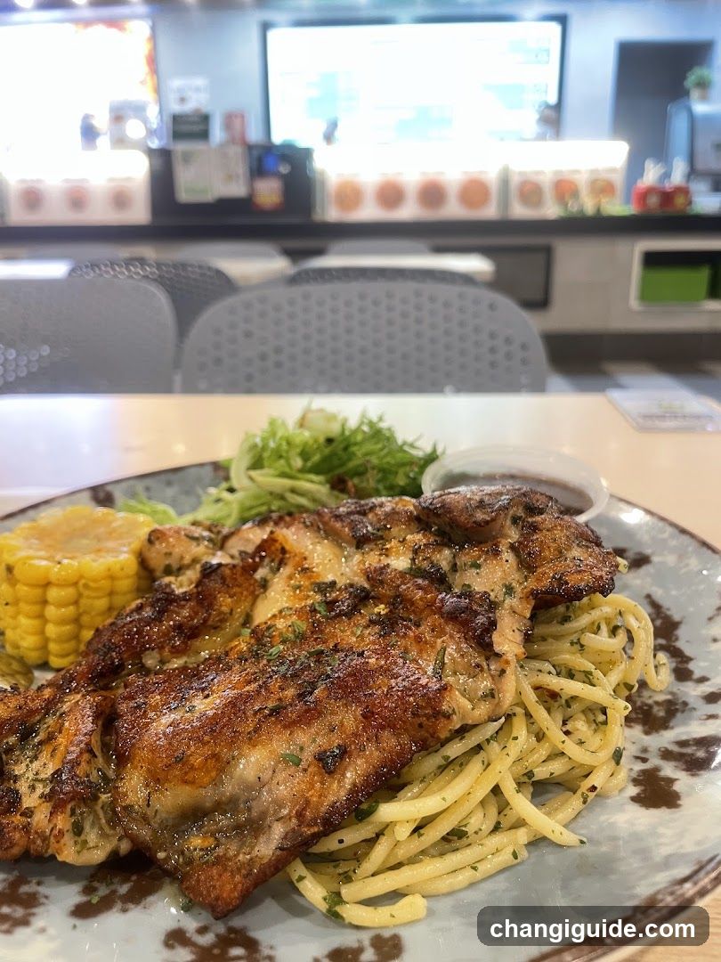 Grilled Chicken with Pasta and Corn