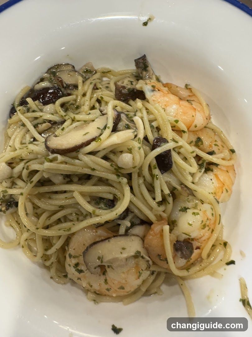Shrimp and Mushroom Pasta with Herb Sauce