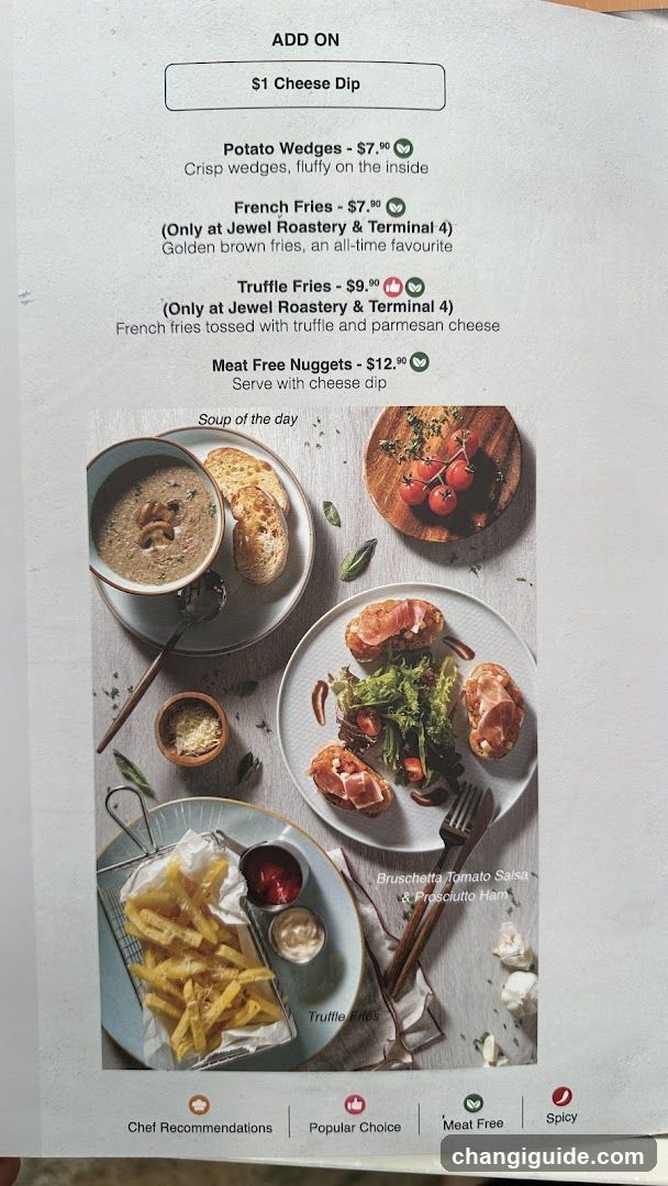 Food Menu Page with Soup and Fries Options