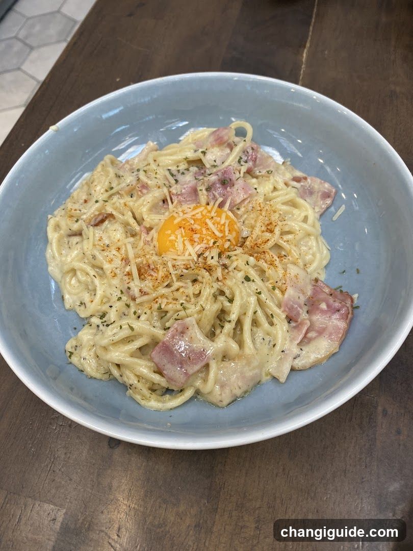 Bowl of Pasta with Egg and Bacon