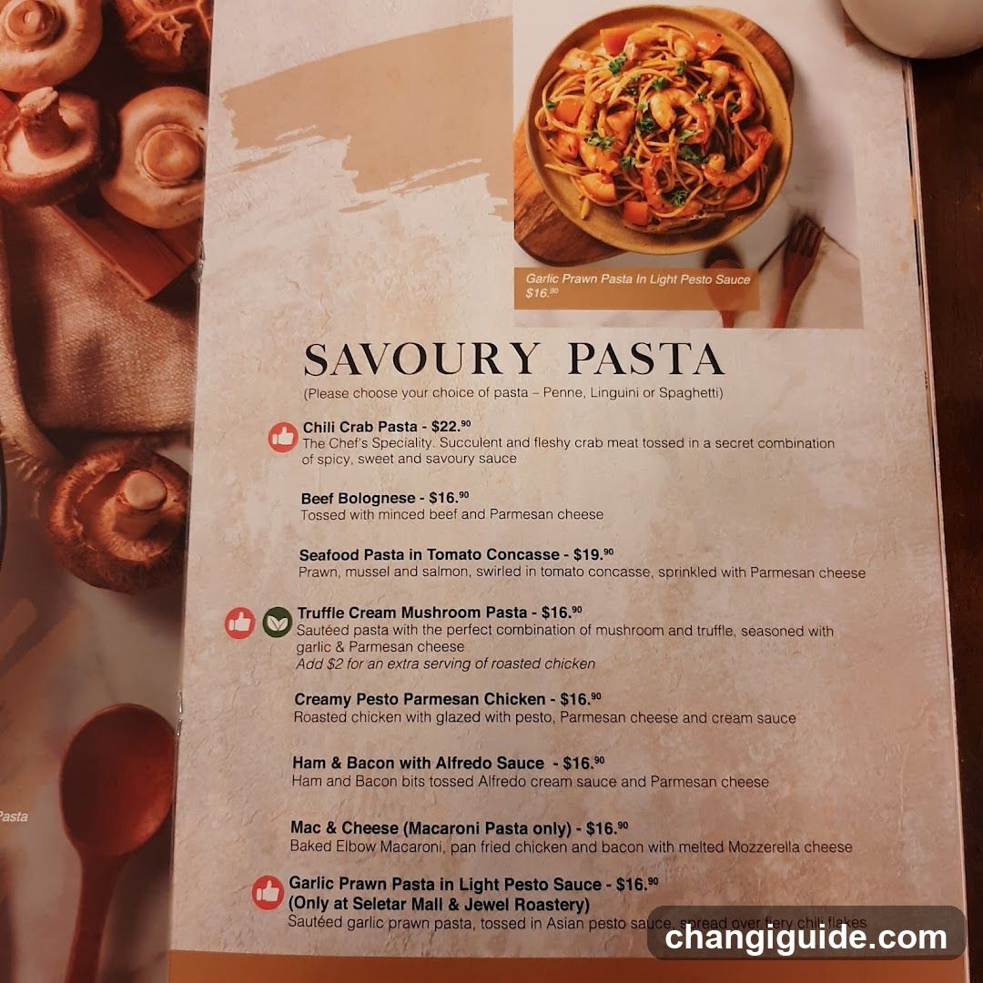 Savoury Pasta Menu