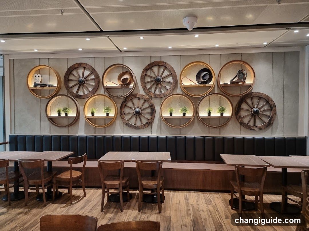 Restaurant Interior with Decorative Wall Shelves