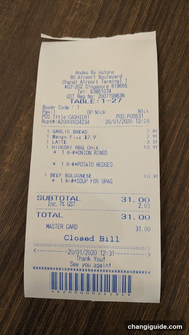 Restaurant Receipt