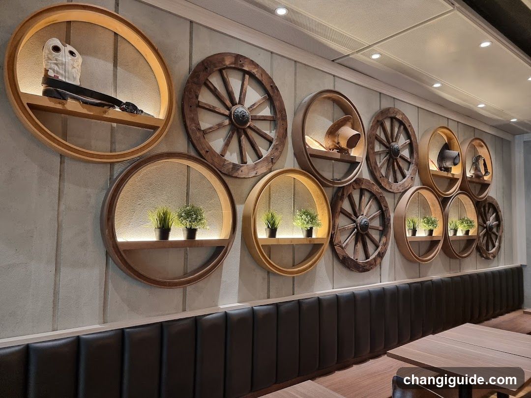 Interior Wall Decor with Circular Shelves and Wheels