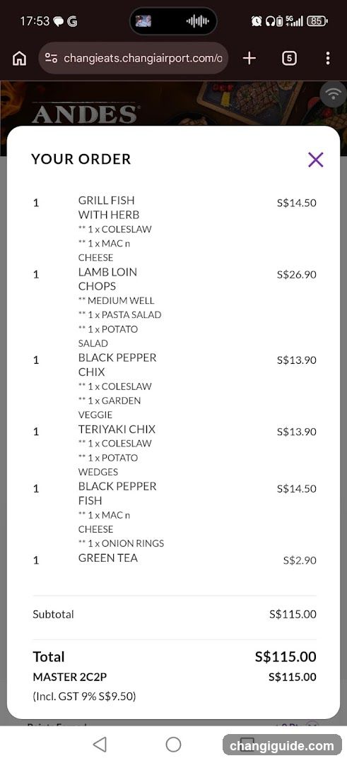 Restaurant Order Receipt