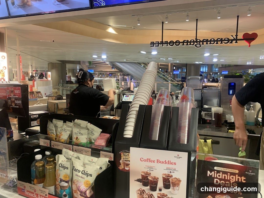 Coffee Shop Interior with Staff and Products