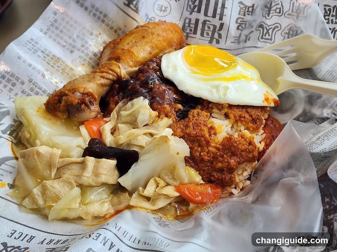 Curry Rice with Fried Egg and Chicken Leg