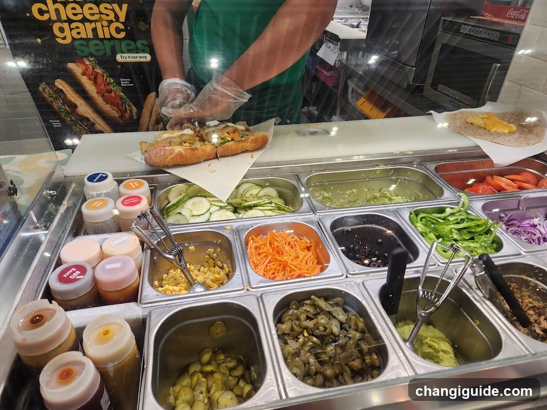 Sub Shop Counter with Ingredients and Staff