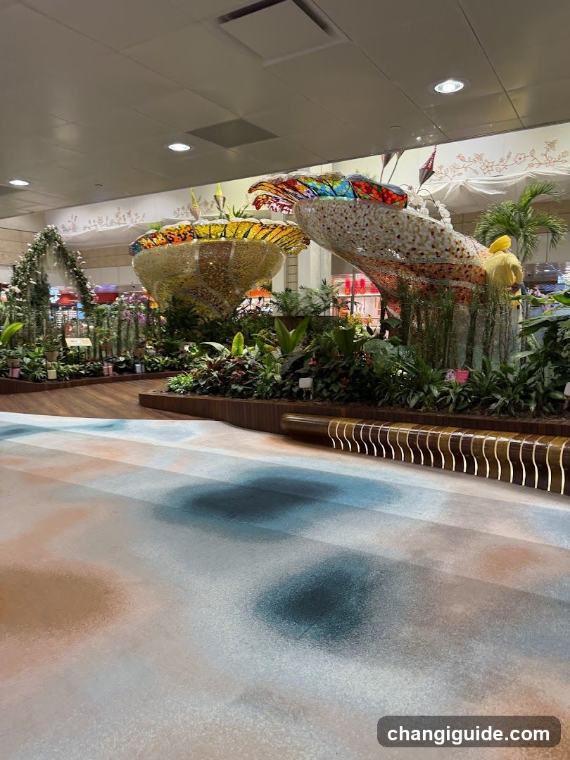Indoor Garden Display with Stained Glass Art