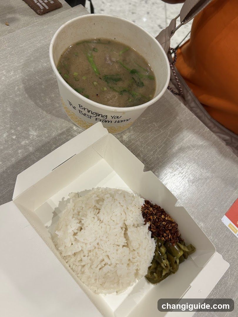 Takeout Meal with Soup and Rice
