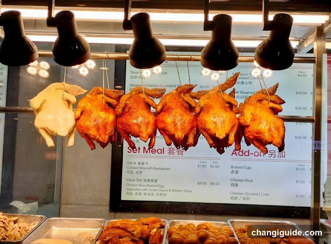 Hanging Roasted Chickens Display