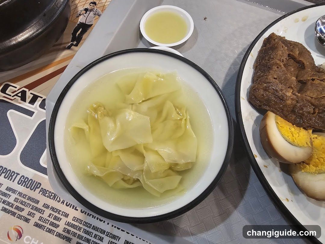 Food Tray with Wontons and Meat