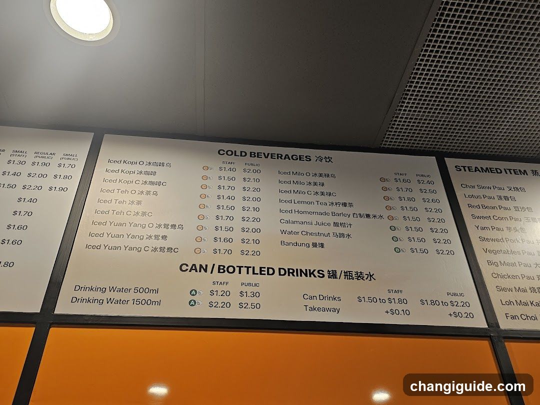 Cold Beverages & Steamed Items Menu Board