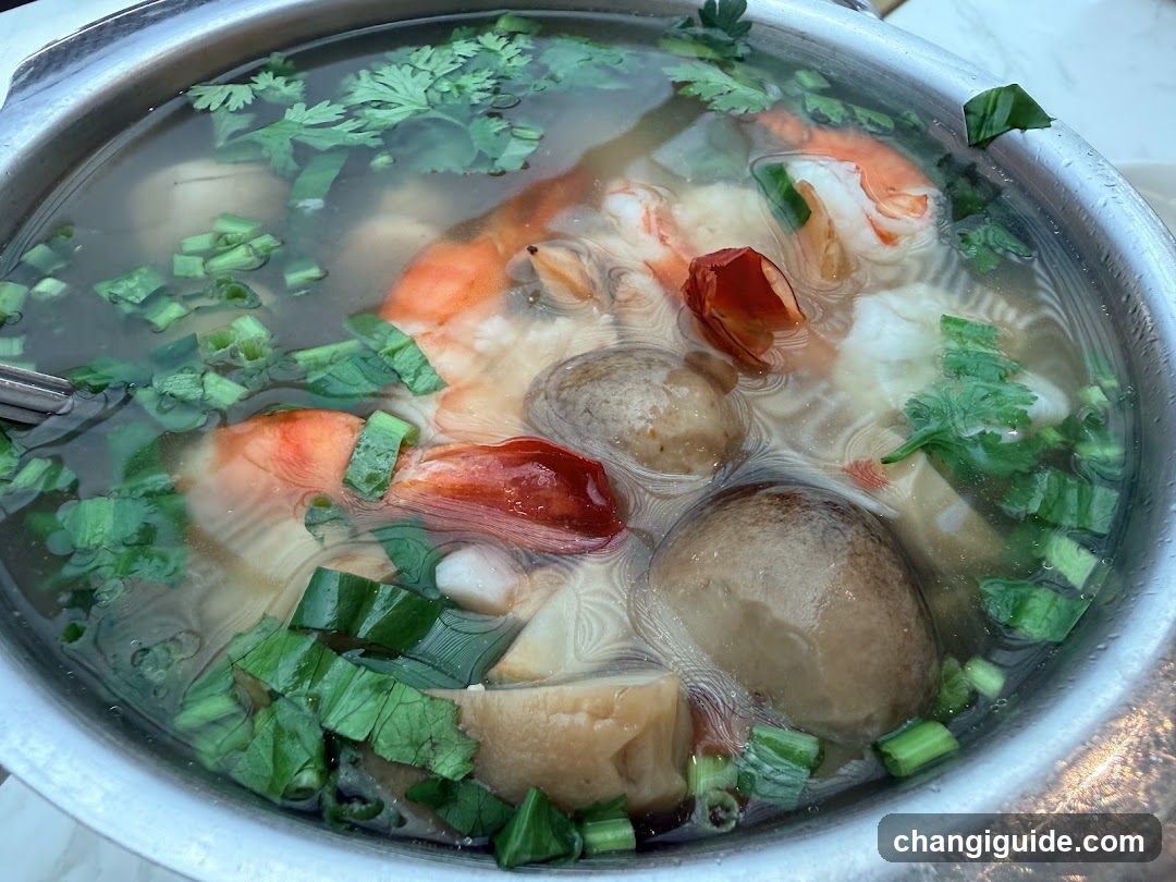 Shrimp and Meatball Soup with Garnish