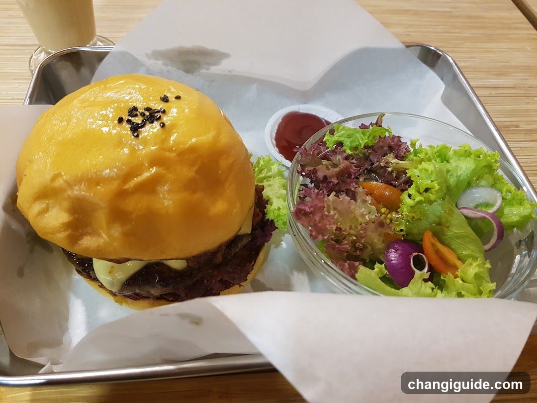 Burger and Salad Meal