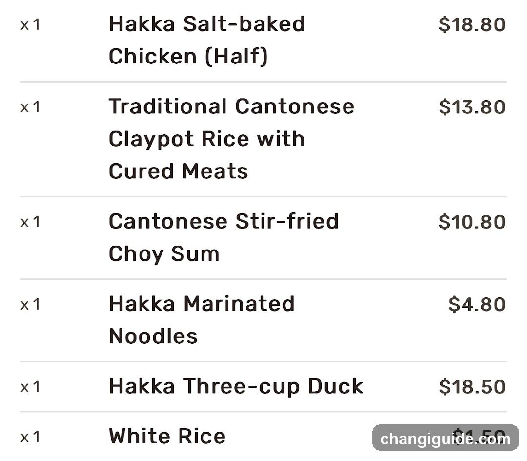 Cantonese Meal Order List