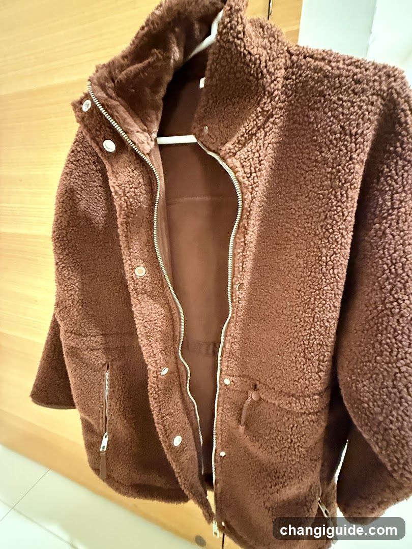 Brown Sherpa Jacket on Hanger