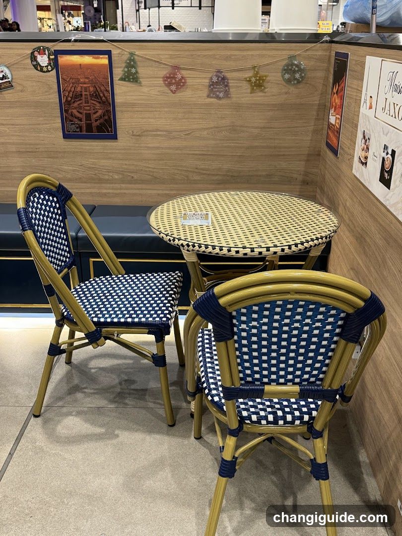 Cozy Cafe Interior with Decorative Chairs and Festive Banner
