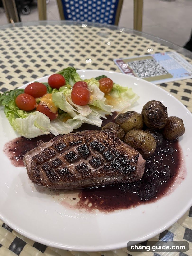 Grilled Duck Breast with Potatoes and Salad