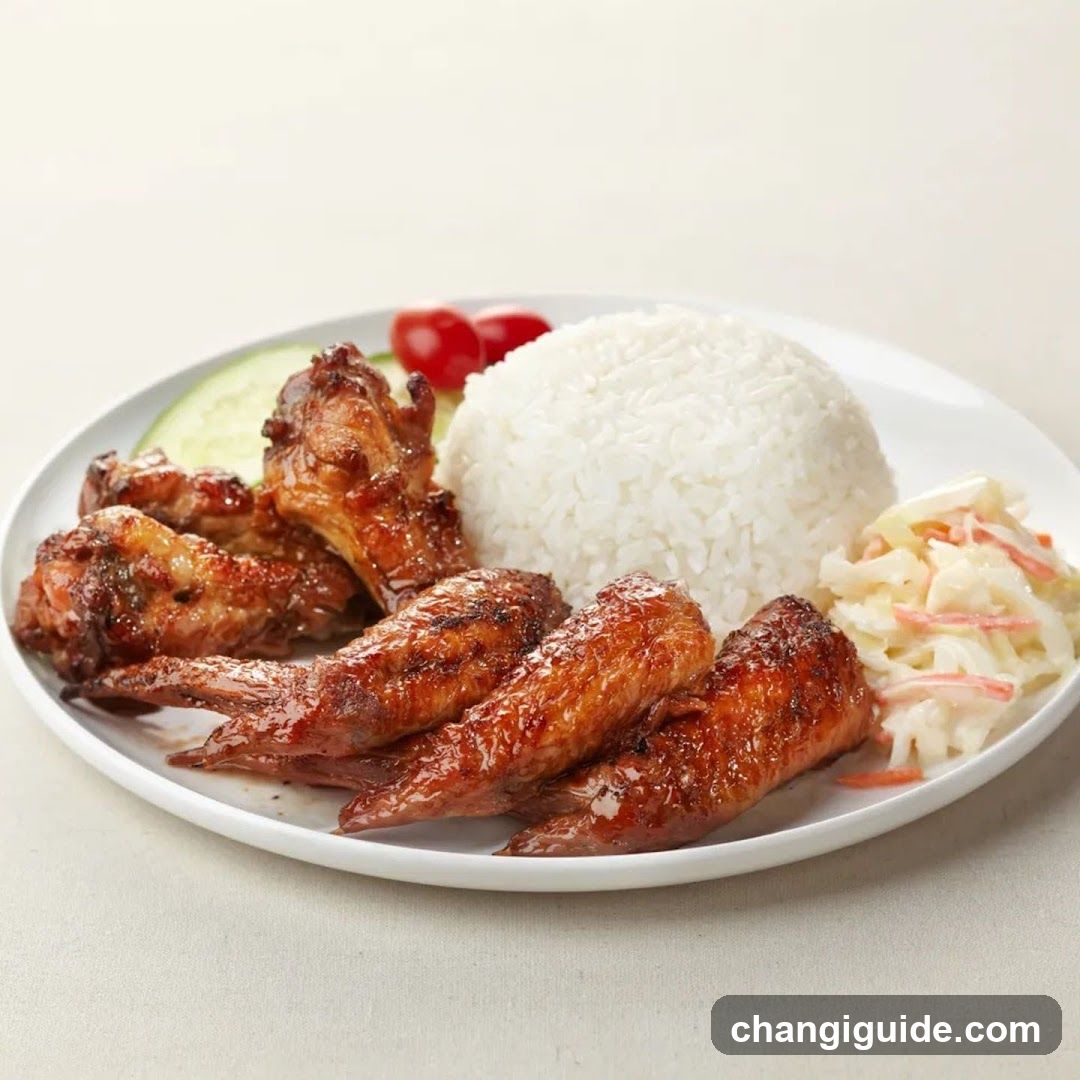 Grilled Chicken Wings with Rice and Coleslaw