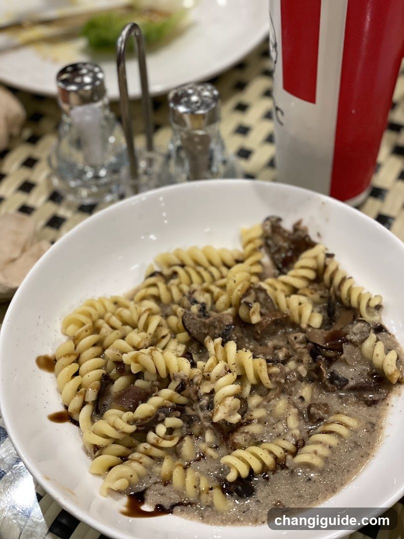 Fusilli Pasta with Mushrooms and Sauce