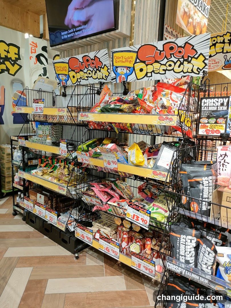 Snack Display with Discount Signs