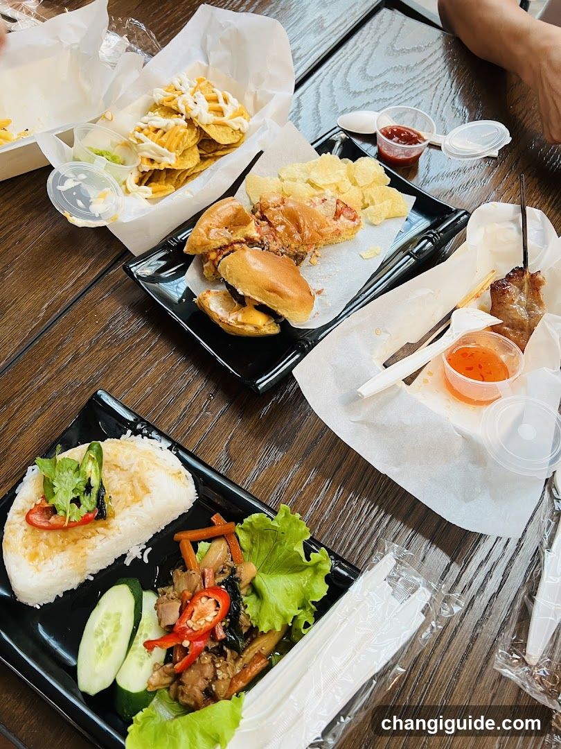 Food Spread on Wooden Table