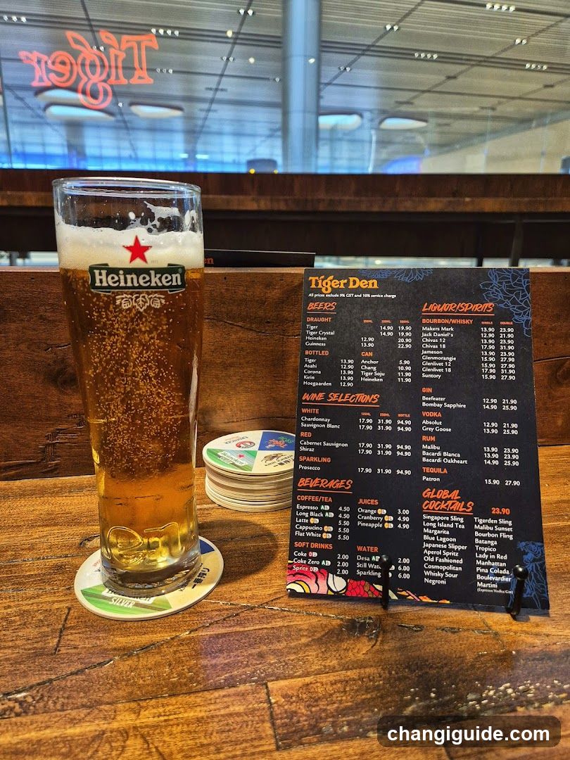 Beer and Menu at Tiger Den