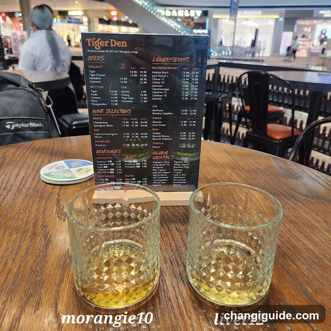 Tiger Den Bar Menu Display