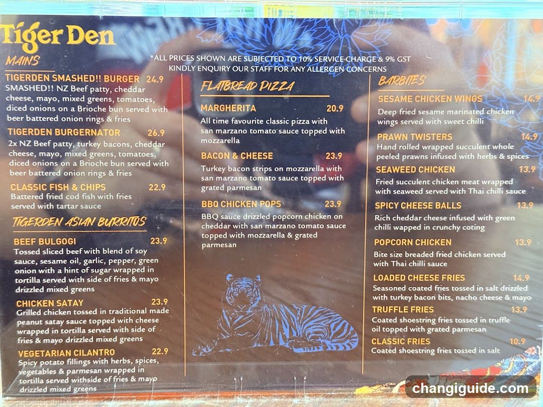 Tiger Den Menu