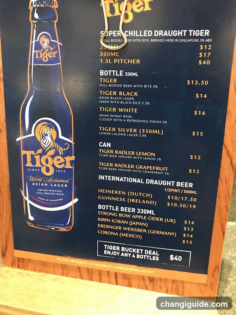 Tiger Beer Menu Board