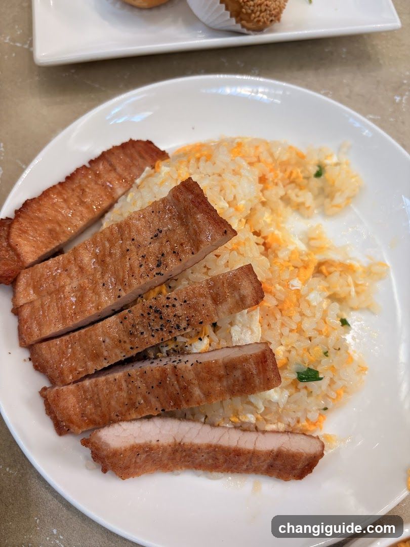 Plate of Fried Rice with Sliced Meat