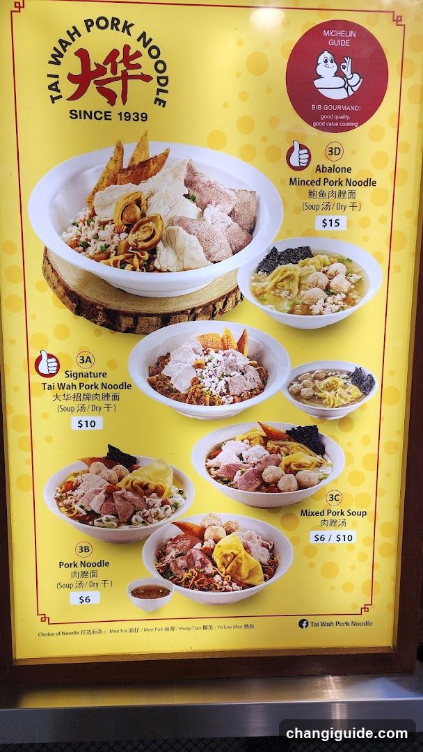 Tai Wah Pork Noodle Menu Board