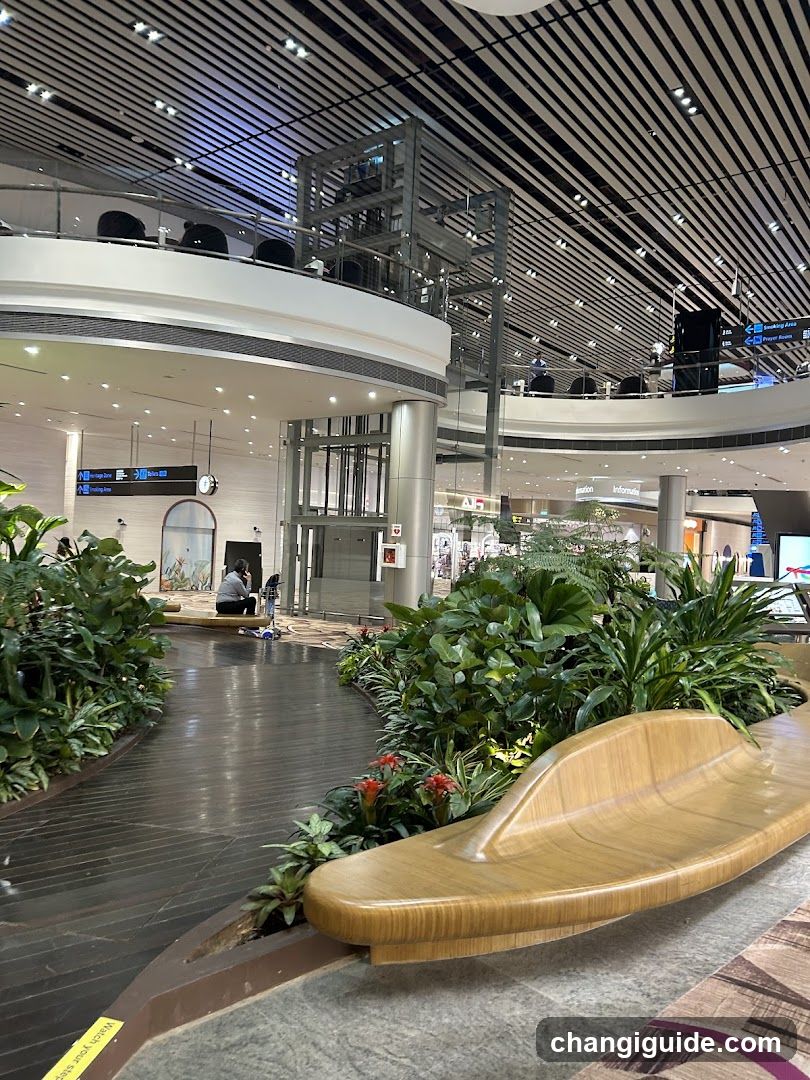Airport Terminal Interior with Greenery and Seating