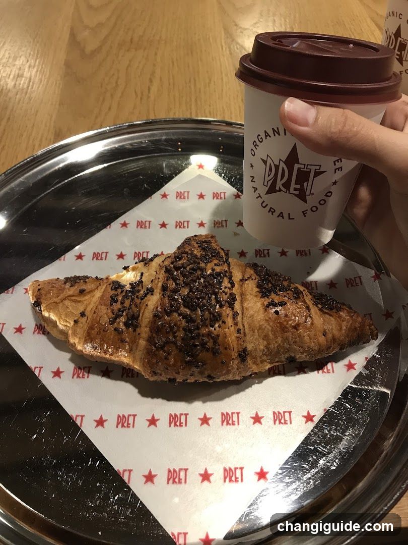 Pret A La Carte Croissant and Coffee
