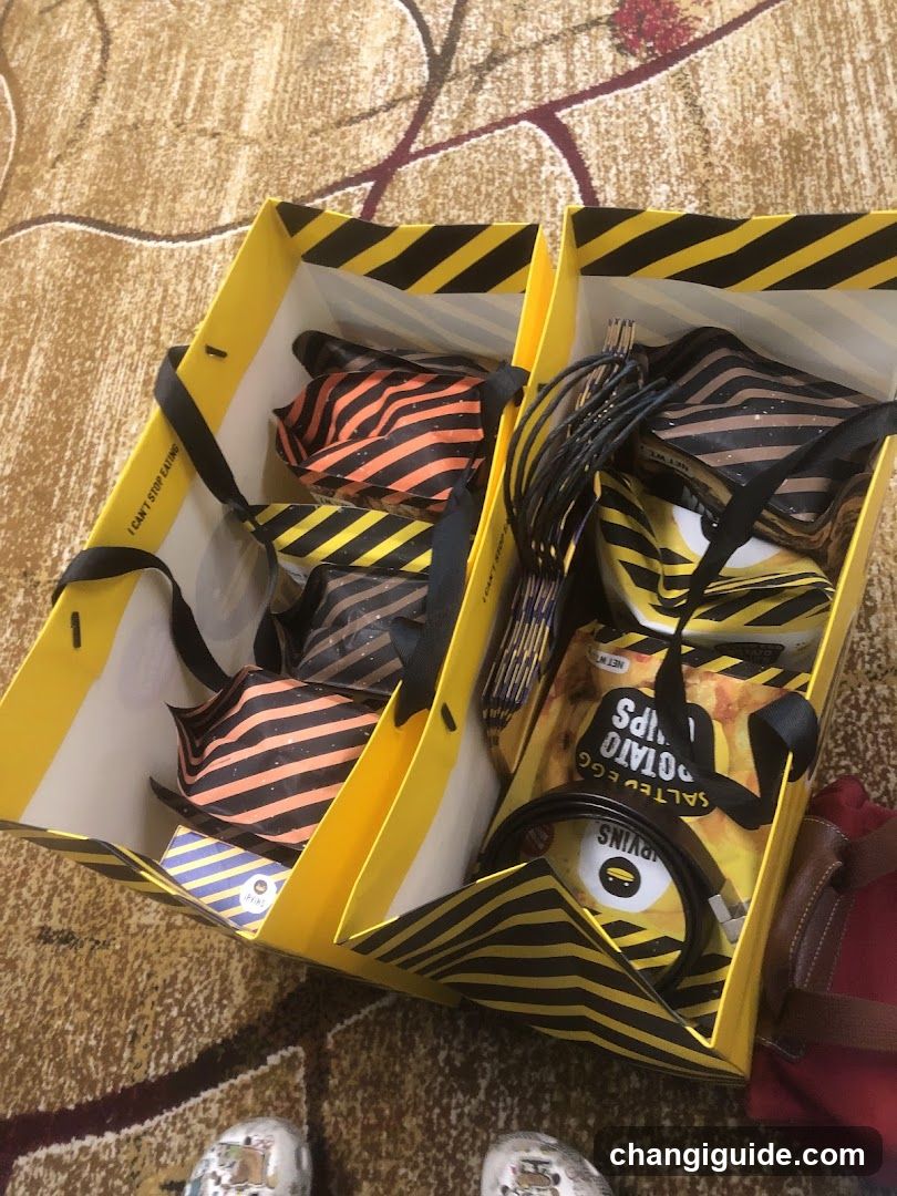 Shopping Bags with Striped Items