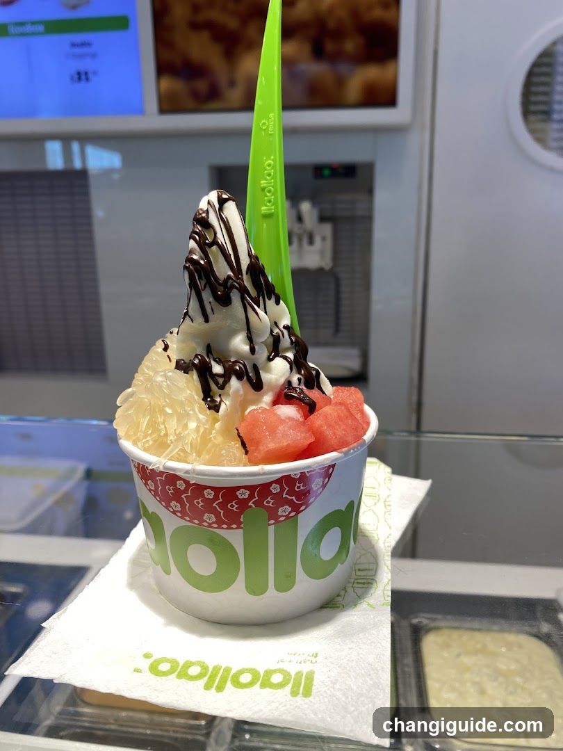 Fro-yo cup with toppings